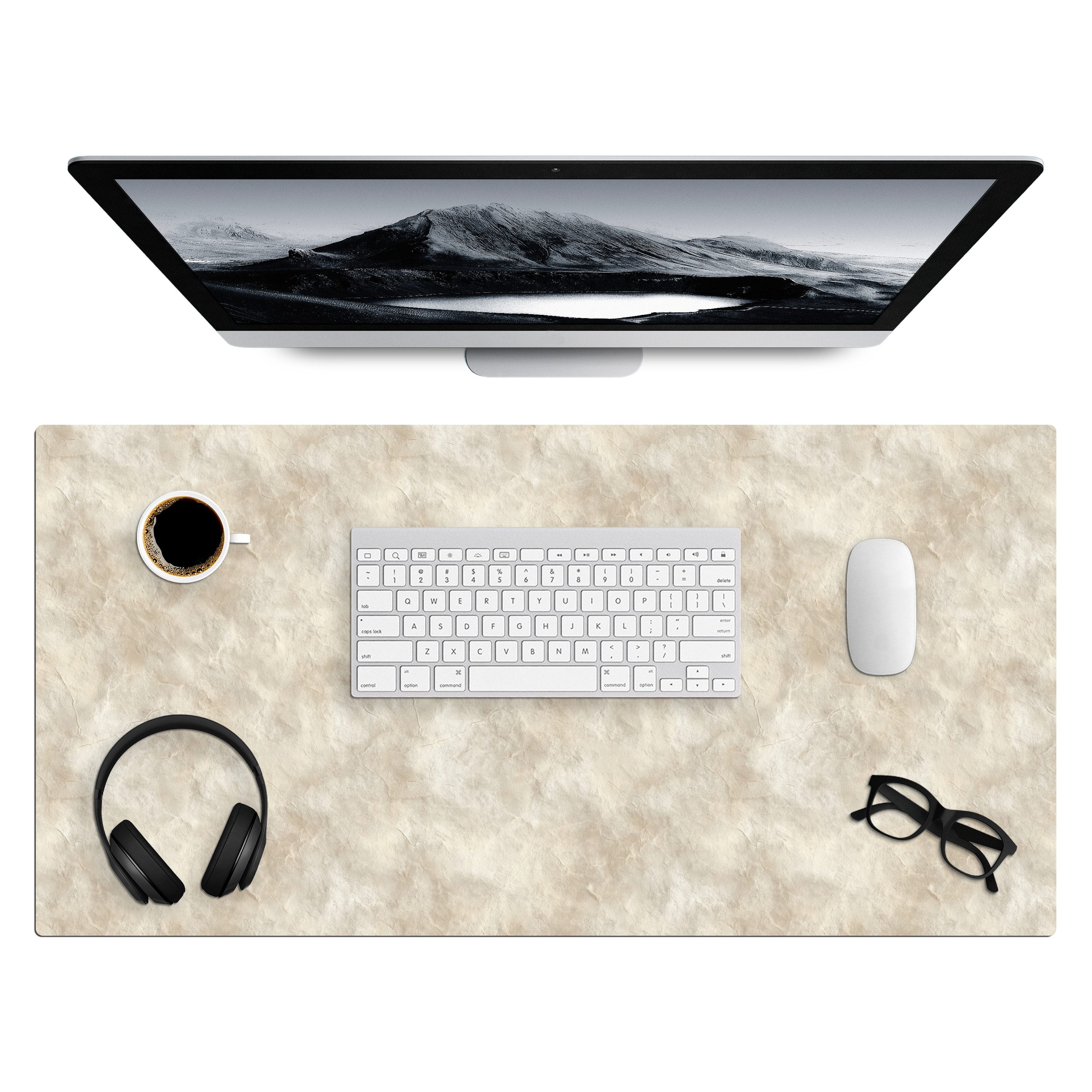 MuchoWow Gaming Mauspad Beige - Reliefstruktur - Naturstein (1-St), Gaming Mauspad XXL, Schreibtischunterlage, Desk Mat Groß, 80x40 cm