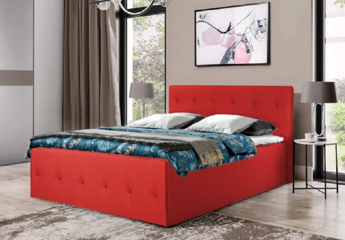 Halmon Schlafkomfort Betten Lederbett Atalanta (erhältlich in 6 Größen und 7 attraktiven Farben mit oder ohne Matratze), 40cm Seitenhöhe; Kopf- und Fußteil mit Knöpfen