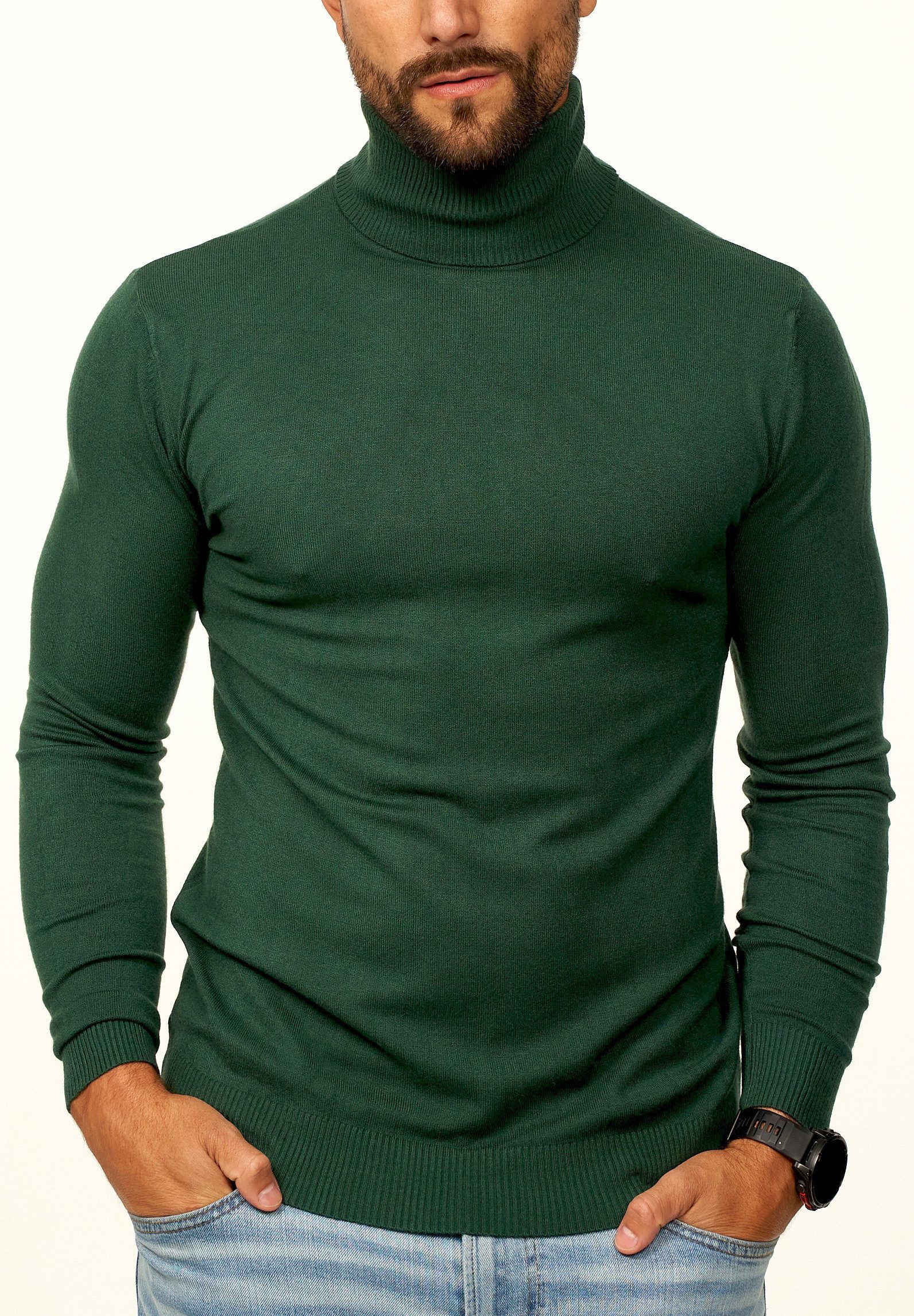 DAILY COTTON Rollkragenpullover als Feinstrick Pulli in Slim Fit für Herren Männer Winterpullover - Casual & Business Look Rolli