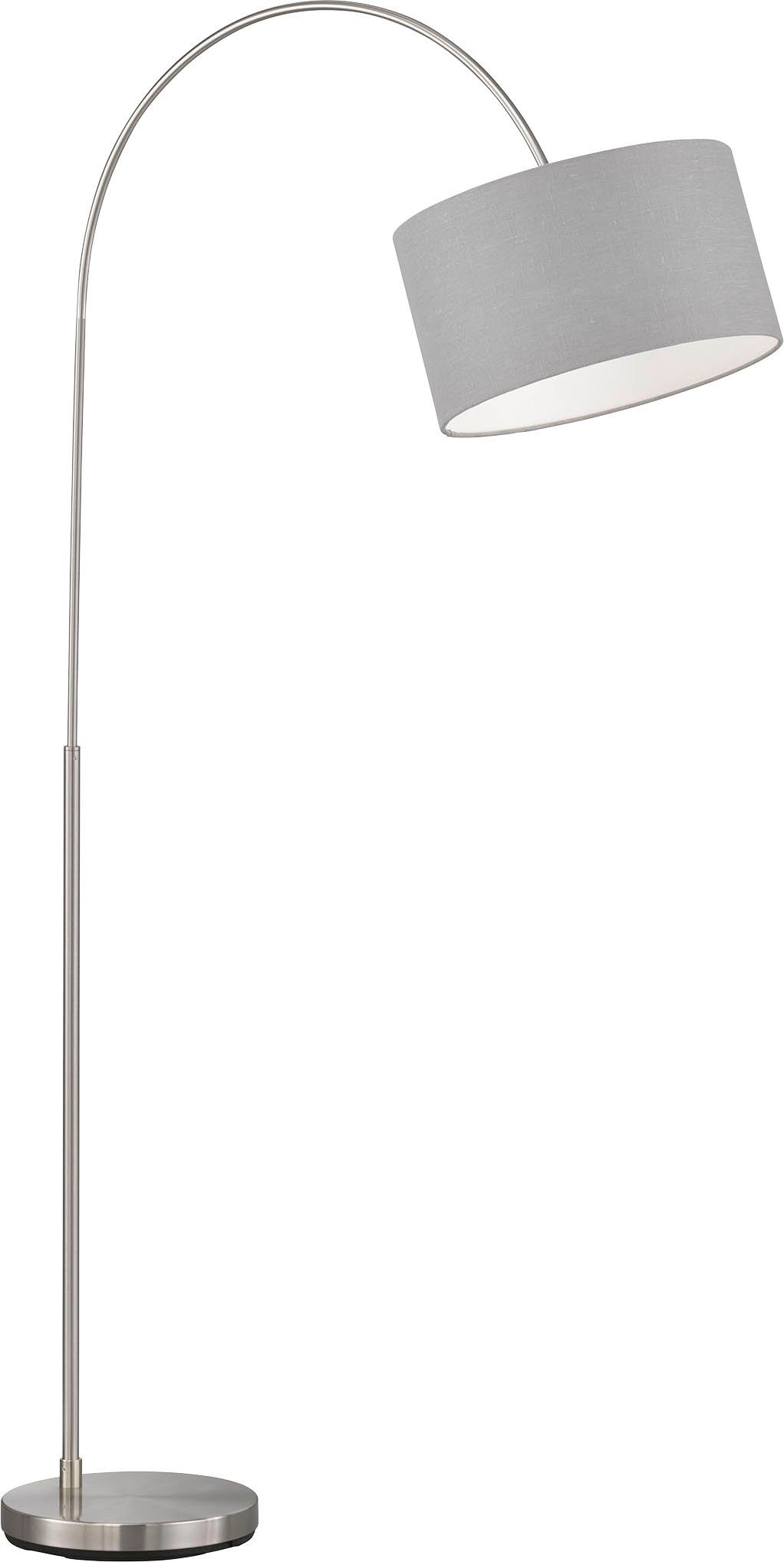 FISCHER & HONSEL Stehlampe Arc, Ein-/Ausschalter, ohne Leuchtmittel,  Stoffschirm Leinen grau