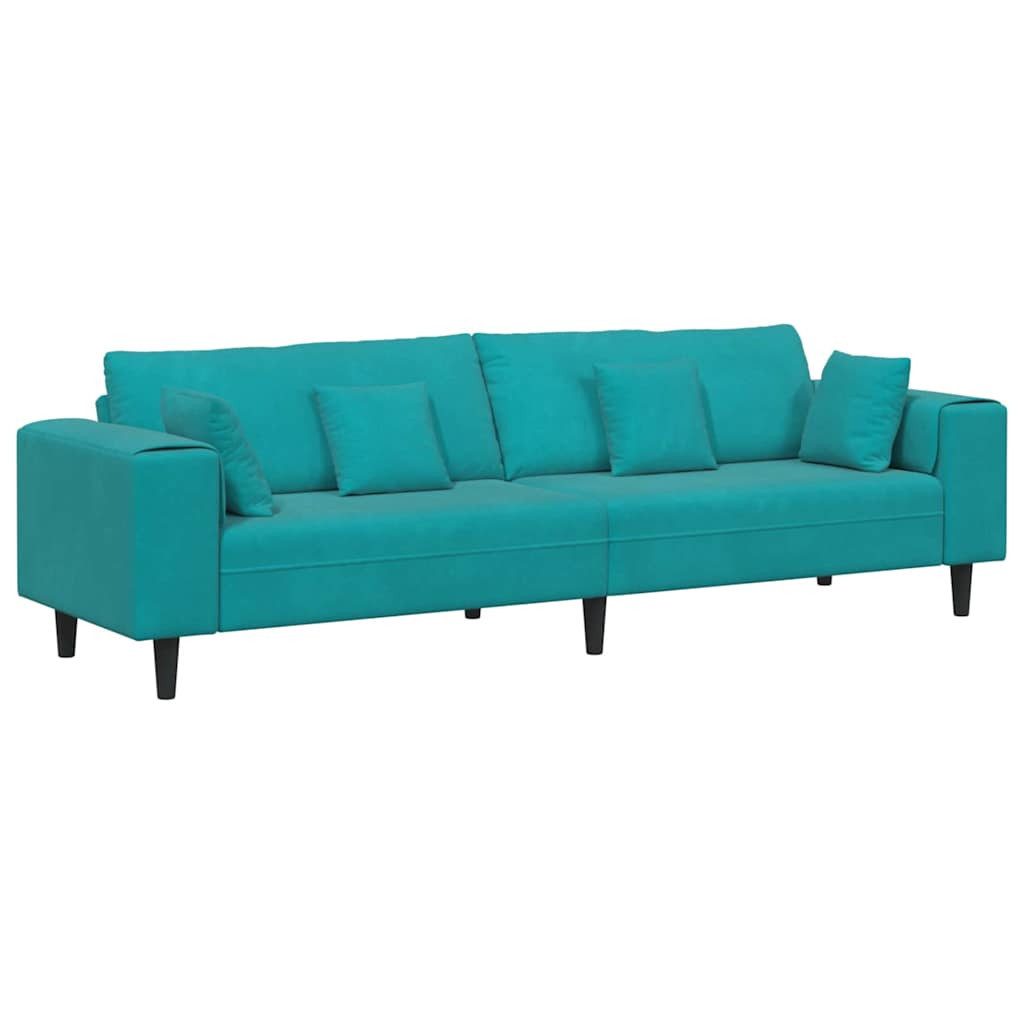 vidaXL Sofa Sofa mit Kissen Türkis 250 x 77 x 76 cm Samt, 1 Teile