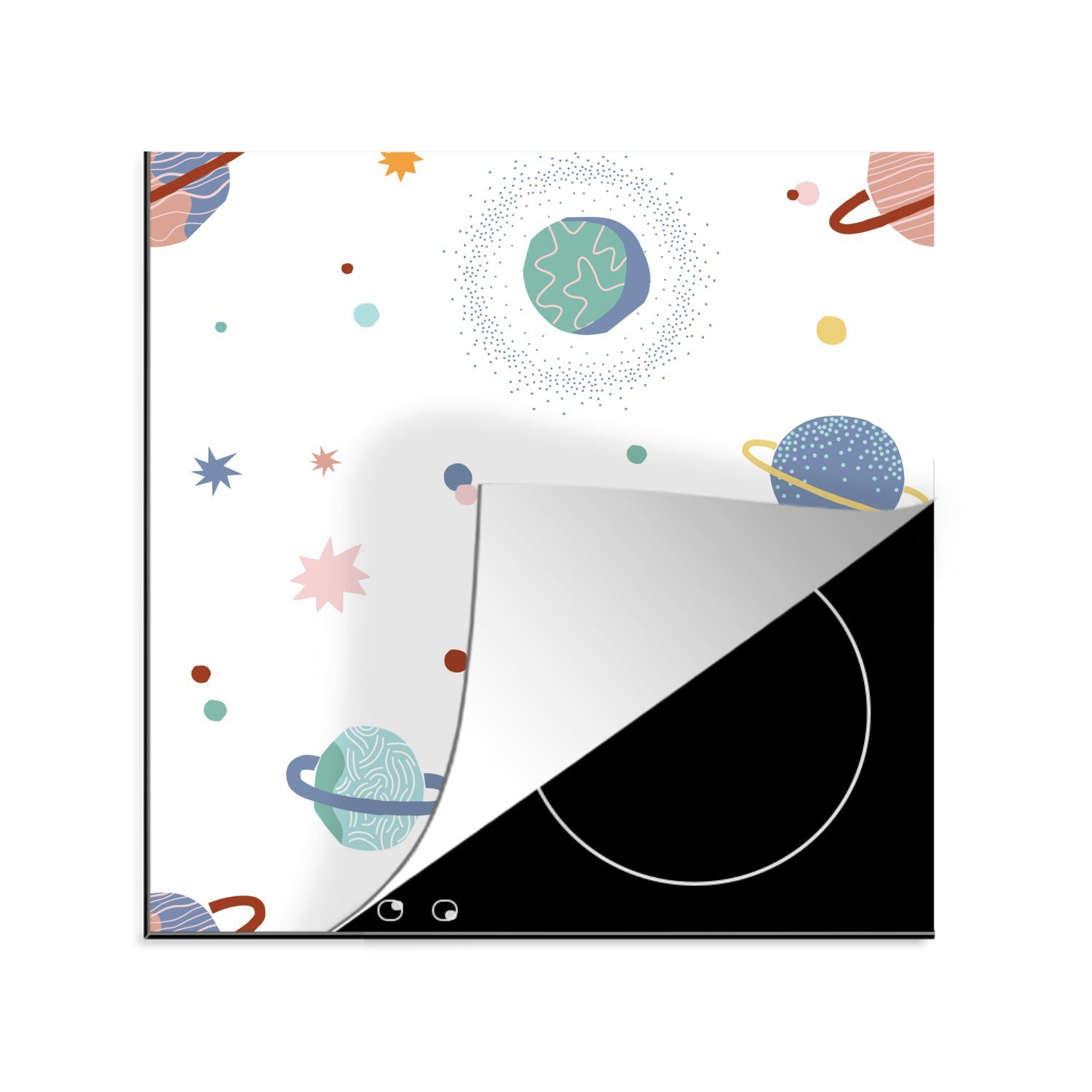 MuchoWow Herdblende-/Abdeckplatte Weltraum - Sterne - Kinder, Vinyl, (1 tlg), 78x78 cm, Ceranfeldabdeckung, Arbeitsplatte für küche