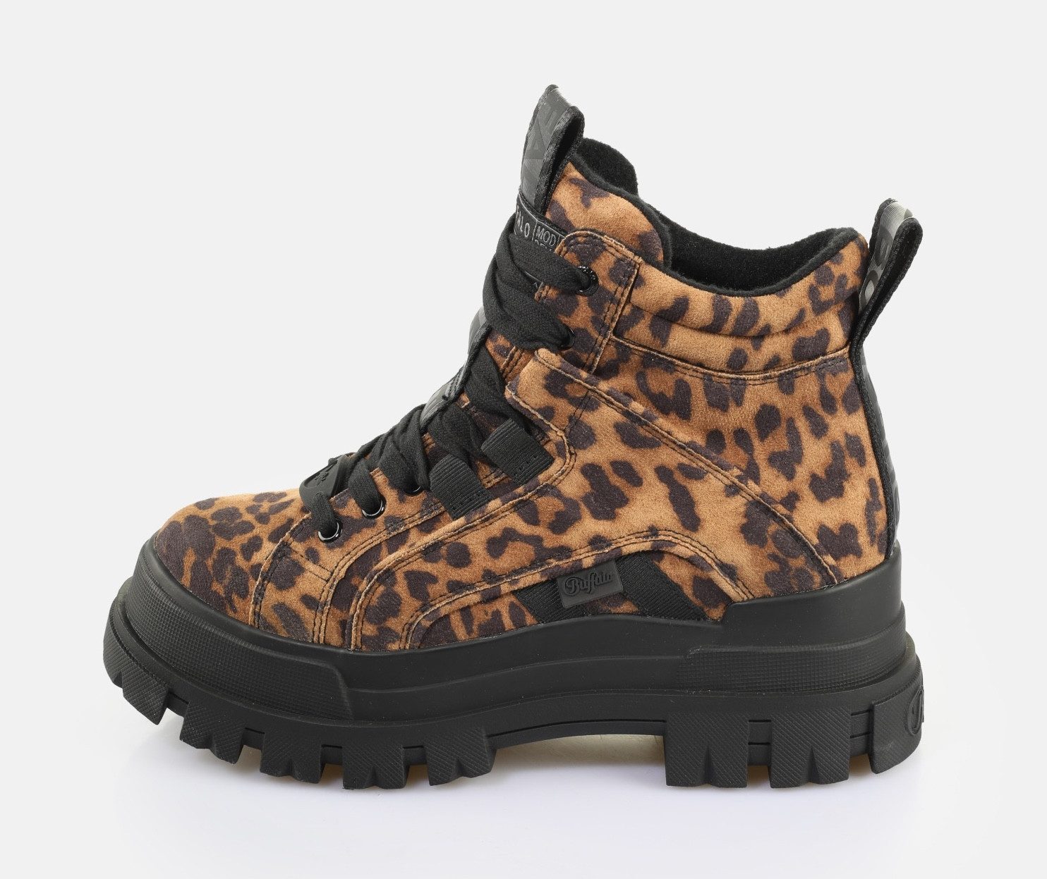 Buffalo ASPHA NC MID Schnürboots Trendboots, Stiefelette, Plateauboots im Leo-Look