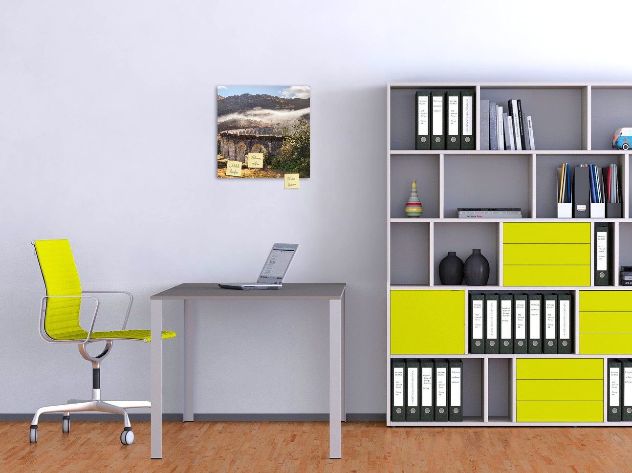 Wallario Memoboard Viadukt im Morgennebel