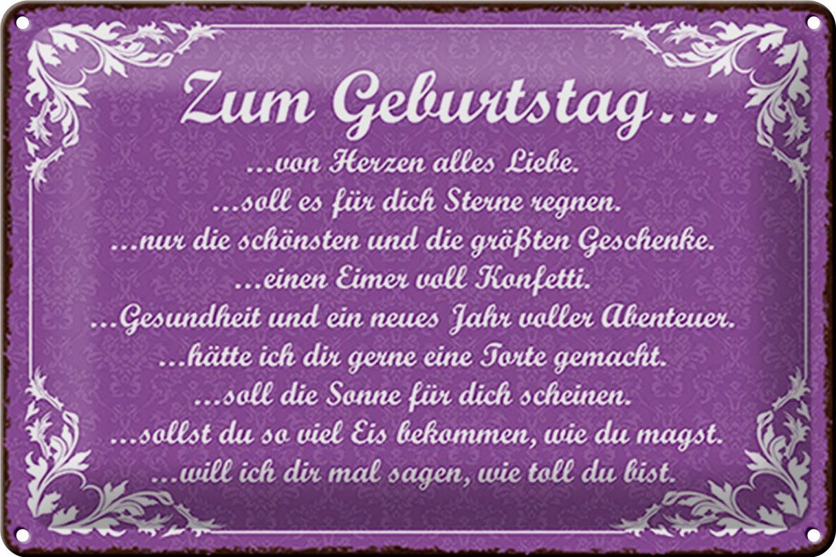 Metallschild Schild Blech 30x20cm - Made in Germany - Spruch zum Geburtstag alles L