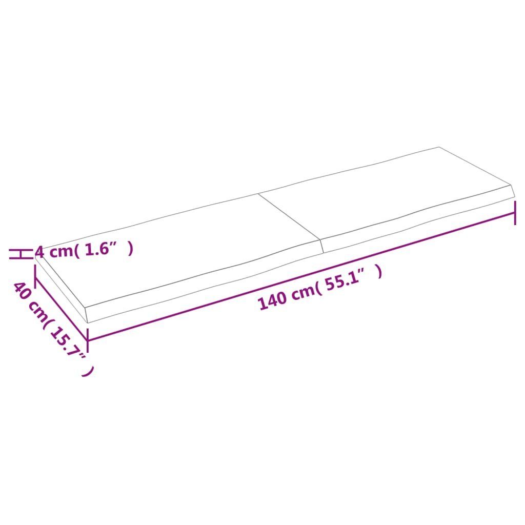 furnicato (1 Tischplatte Massivholz 140x40x(2-4) St) Baumkante cm Behandelt