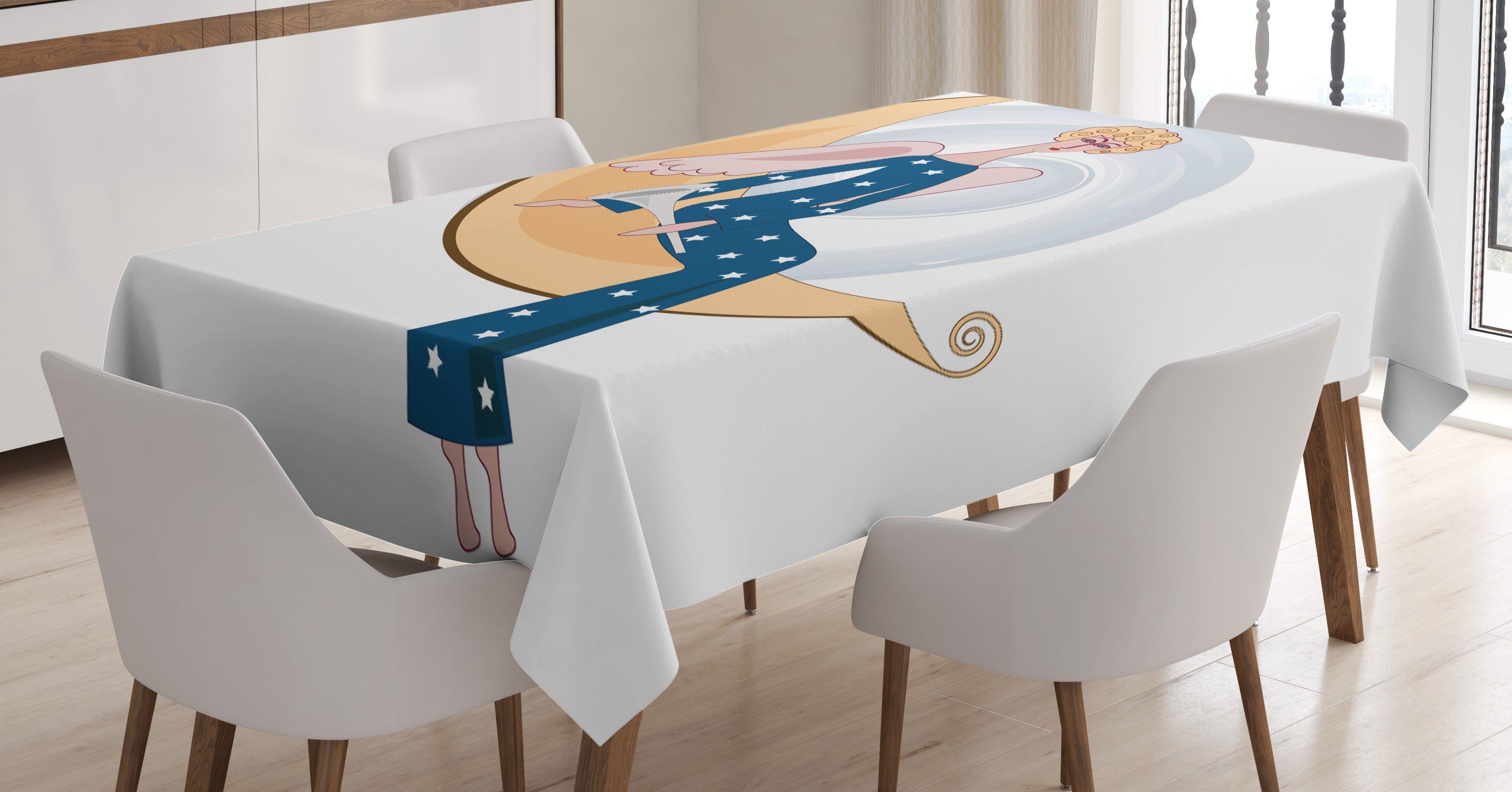 Tischdecke Für Mond Wings Farbfest mit Waschbar Mädchen Farben, Klare Trompete Bereich den angel geeignet Abakuhaus Außen
