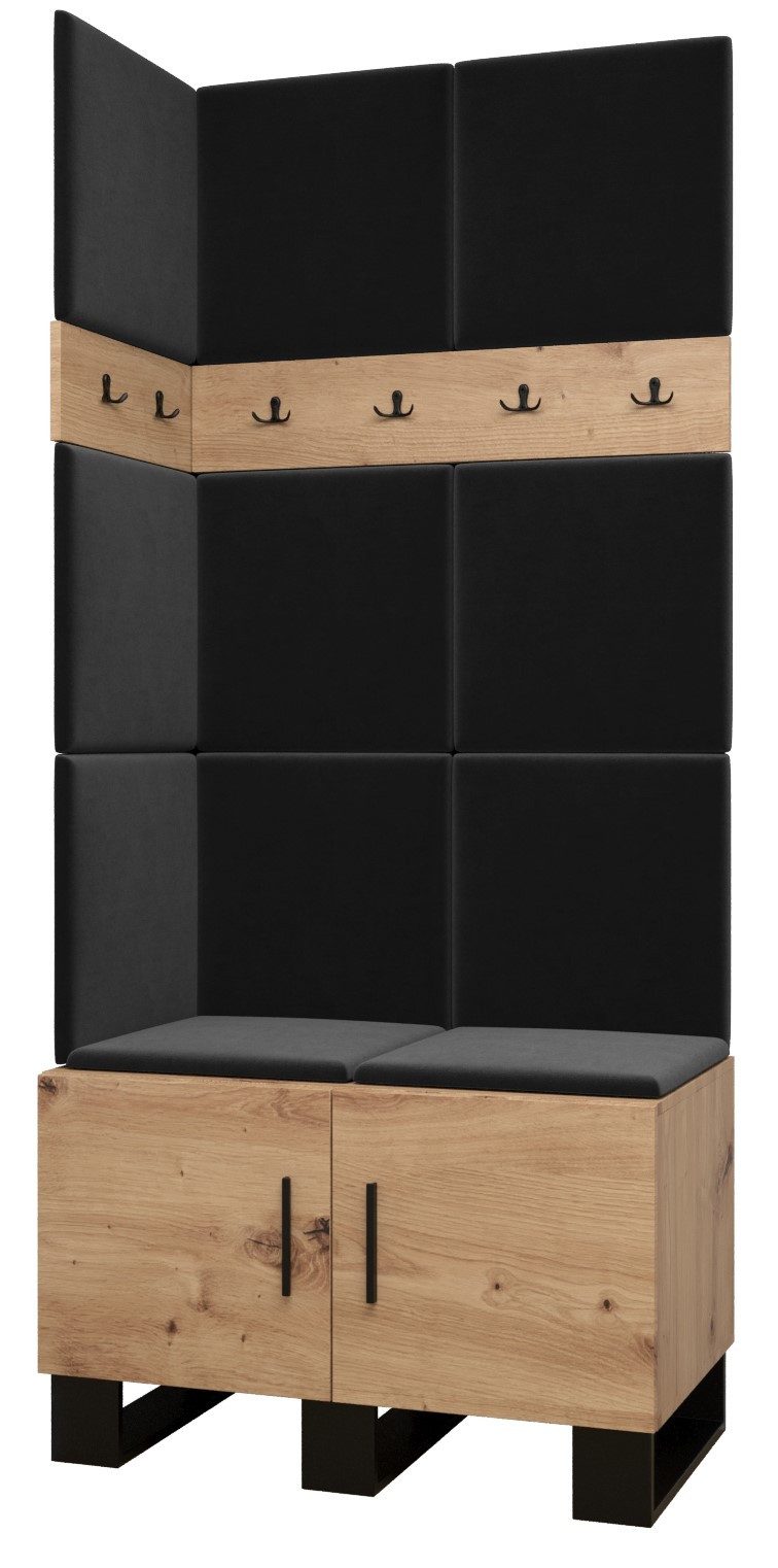 ABIKS MÖBEL Garderoben-Set ARTIN Set 11 Garderobe mit gepolsterten Paneelen, Industriell Design