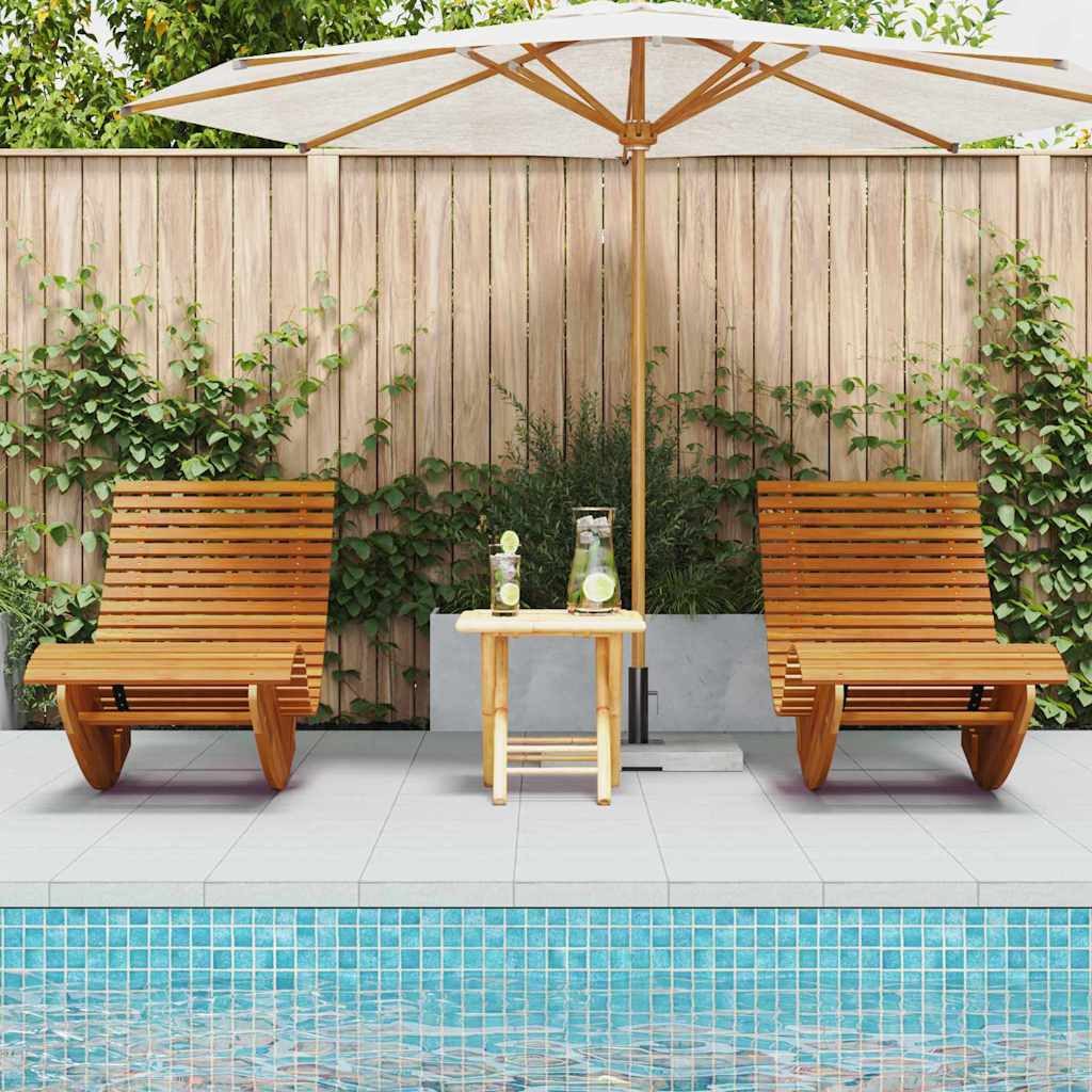 vidaXL Gartenliege Liege 2 Stk. Massivholz Braun, 2 St.