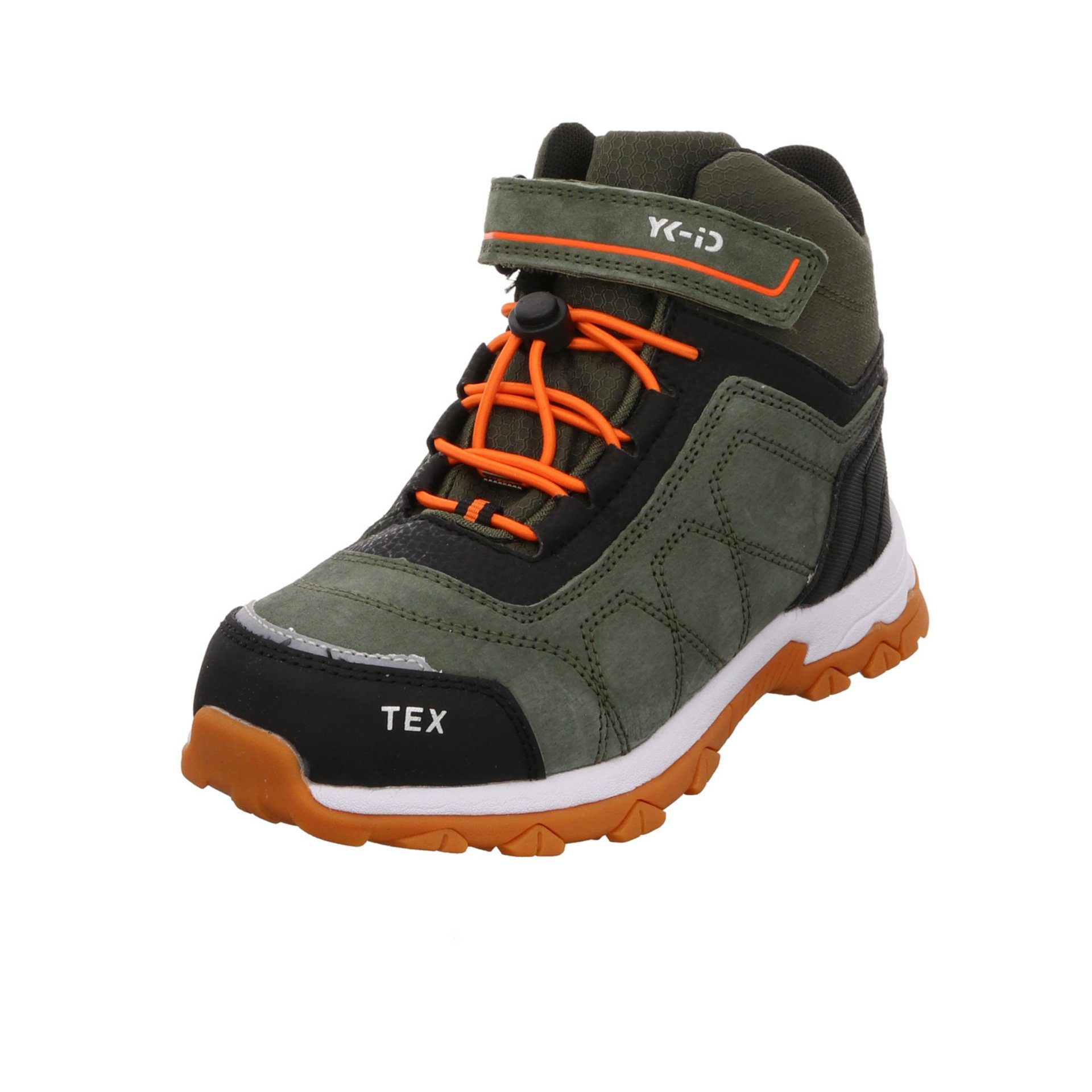 Leandro Winterboots Boots uni YK-ID by Logoschriftzug Lederkombination olive Lurchi orange Lederkombination