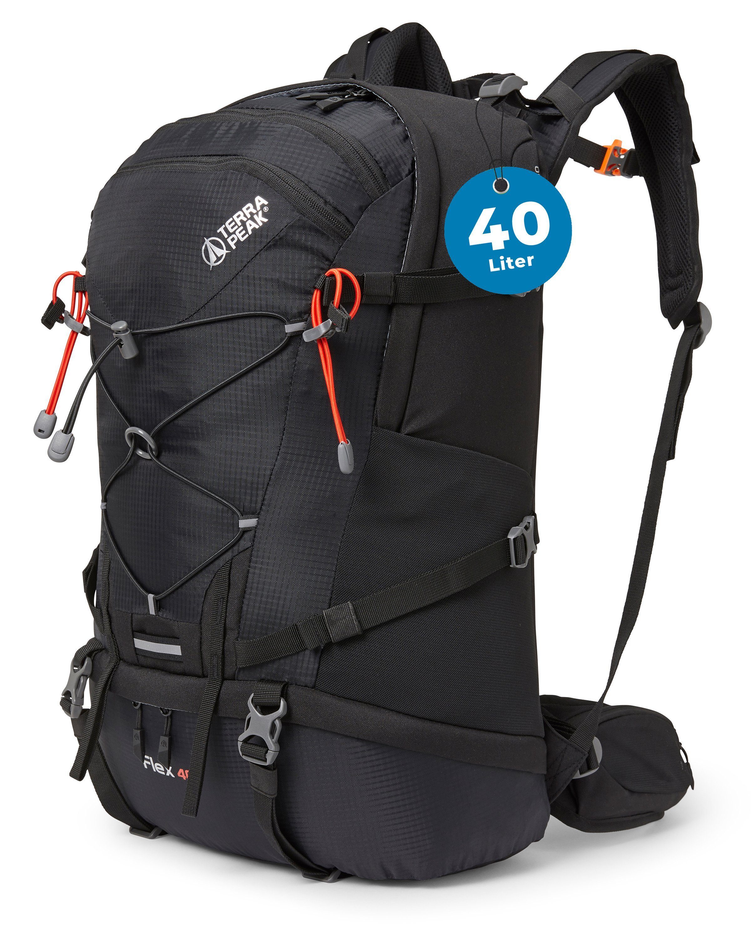 Terra Peak Wanderrucksack Flex 40, Wanderrucksack 40L mit YKK Reißverschluss & Halterung für Trinksystem