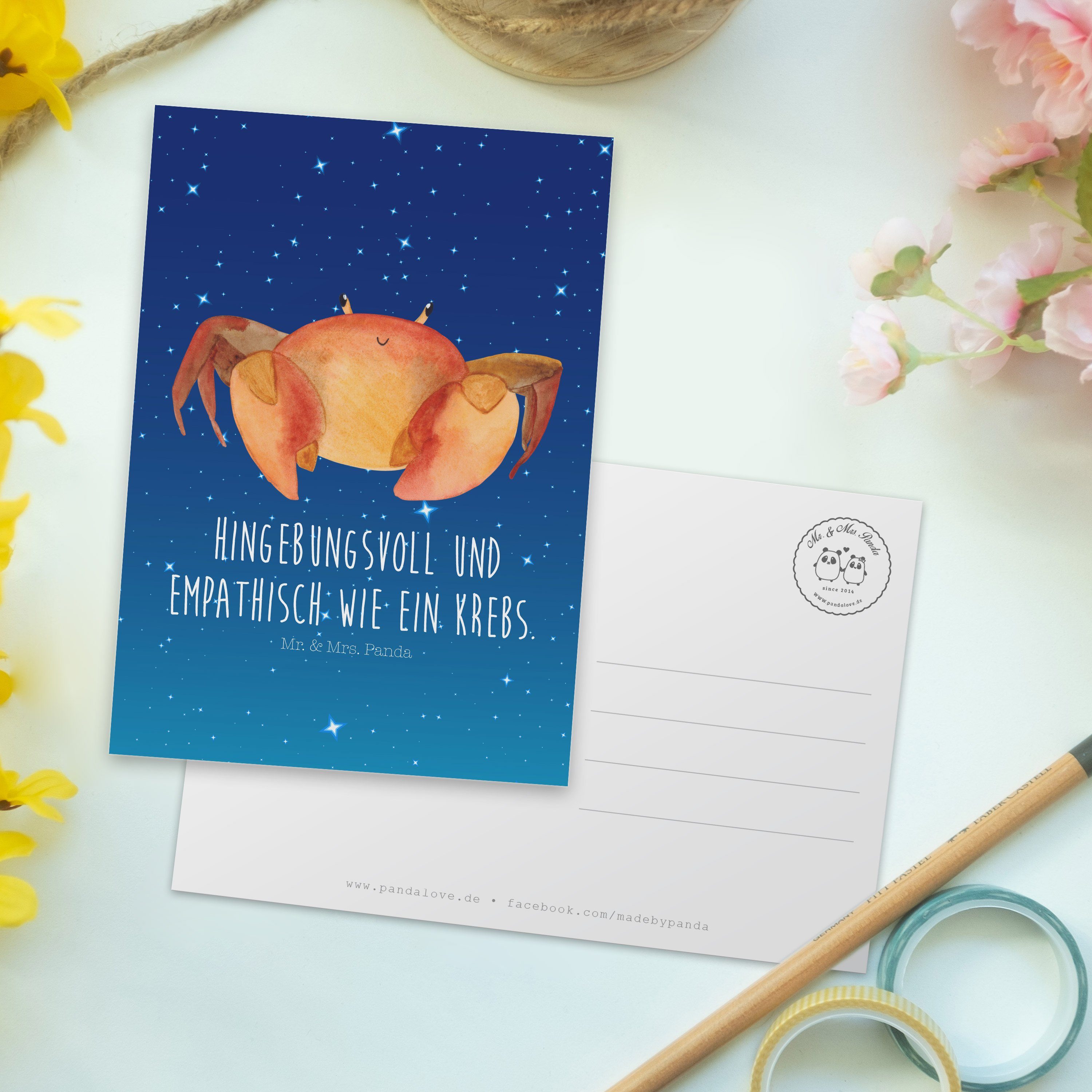 Blau & Horoskop, Mr. Astrolo - Panda Sternzeichen Sternenhimmel - Krebs Geschenk, Mrs. Postkarte