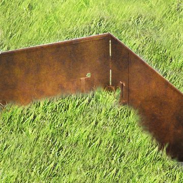 Green-split Beetbegrenzung Ecke für Rasenkante Cortenstahl, Beeteinfassung, 8 x 8 x 18,5 cm