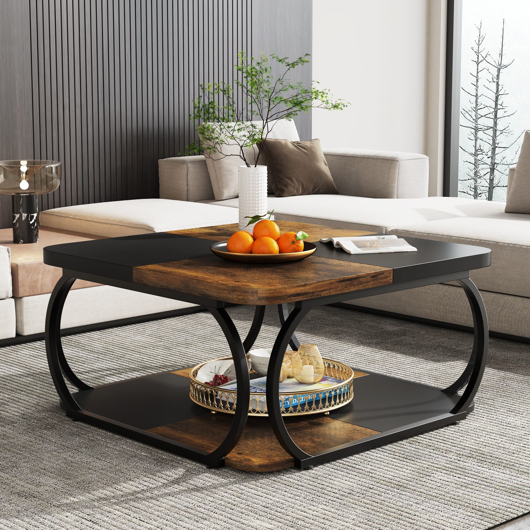 Tribesigns Couchtisch Wohnzimmertisch Quadratisch, 100 x günstig online kaufen