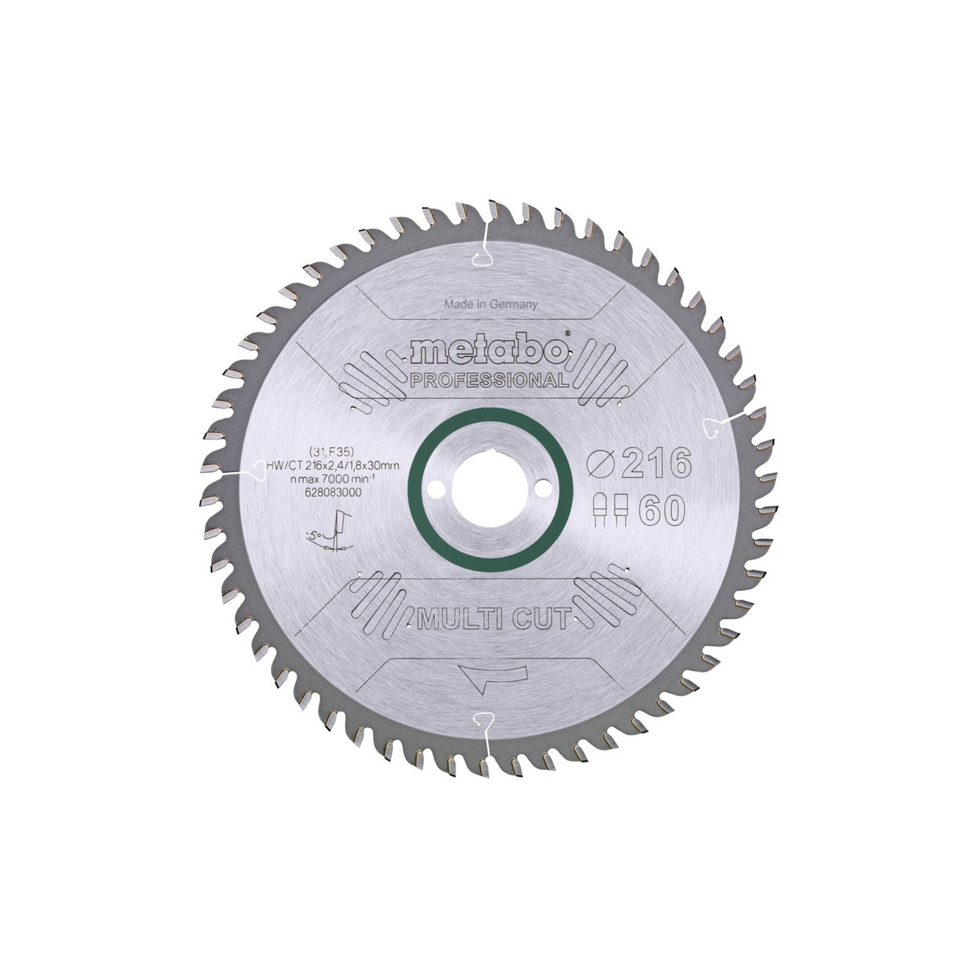 metabo Kreissägeblatt Metabo Sägeblatt "multi cut - professional", 216x2,4/1,8x30, Zähnezahl