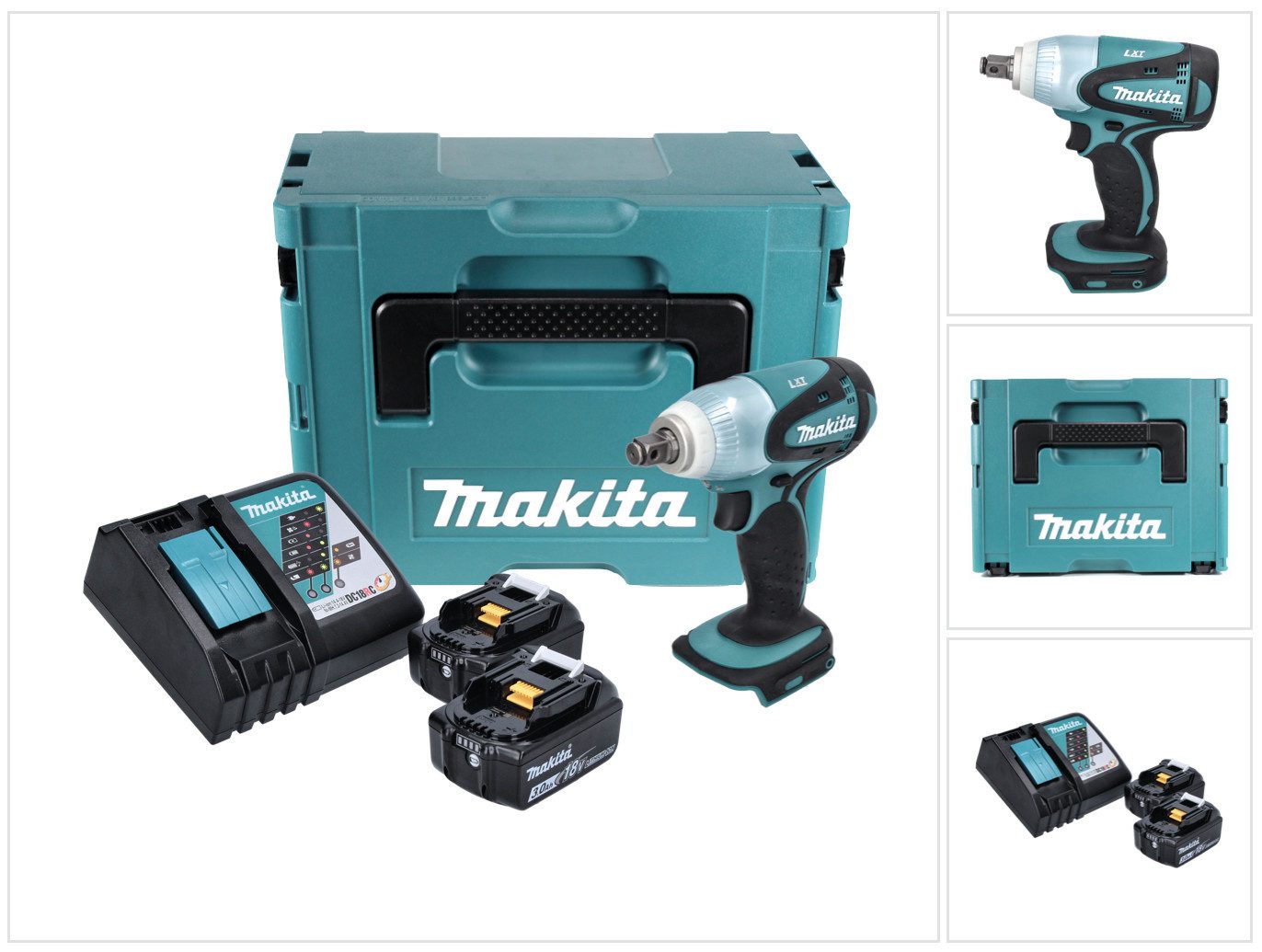 Makita Akku-Schlagschrauber DTW 251 RFJ Akku Schlagschrauber 18 V 230 Nm 1/2" + 2x Akku 3,0 Ah +