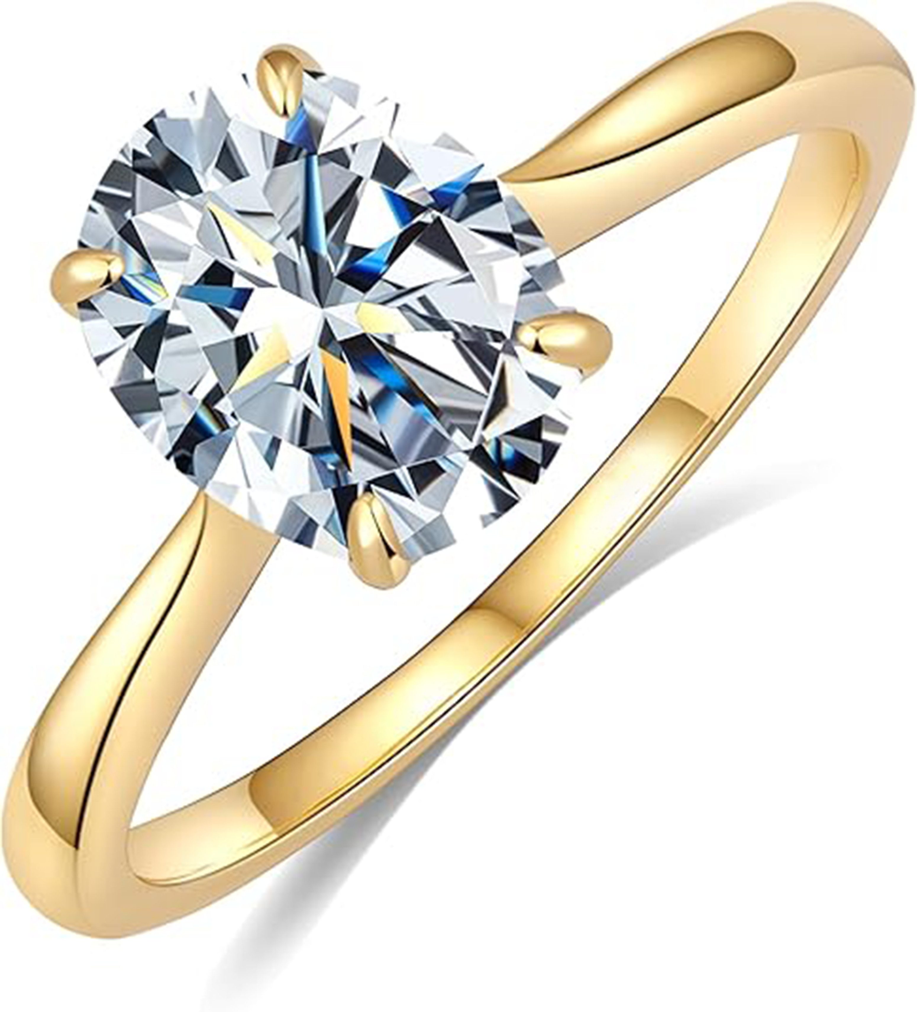 Jumpeak Verlobungsring 585er Gold, 1ct/2ct Diamant im Ovalschliff, Diamantring für Damen, D,vs1,2EX,IGI Zertifikat,Damenring,Geschenk zum Jahrestag