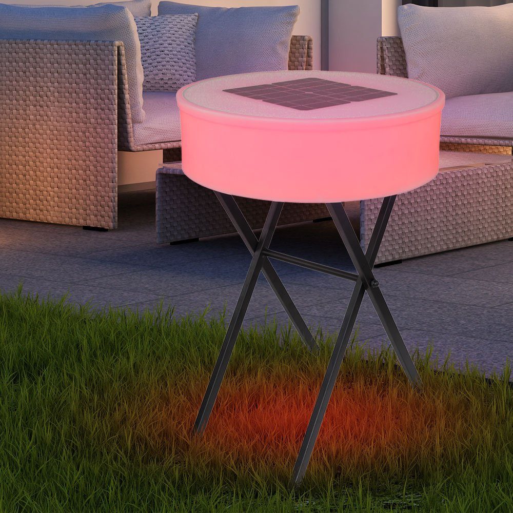 etc-shop LED-Leuchtmittel fest Außen-Stehlampe, verbaut, Gartentisch Lautsprecher Solartisch Außen Farbwechsel, LED Solar