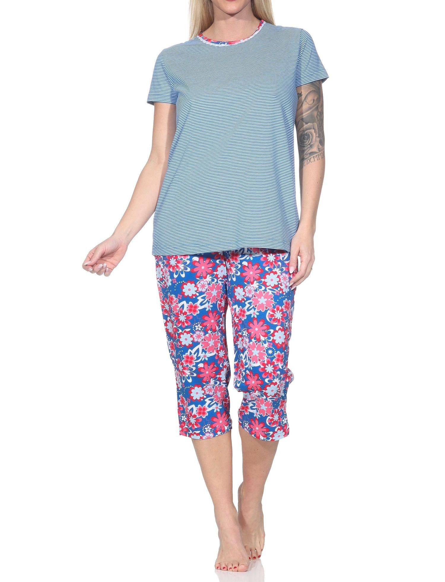 Pyjama Normann Damen Capri kurzarm Schlafanzug – auch in Übergrößen