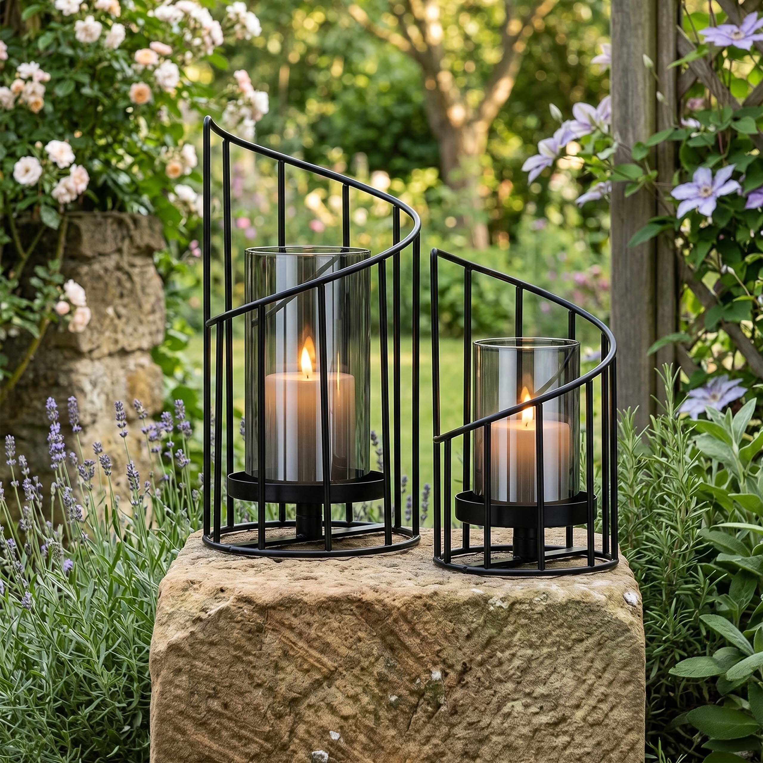 relaxdays Windlicht mit Metallgestell im 2er Set (2 St) – Bild 2 von 5