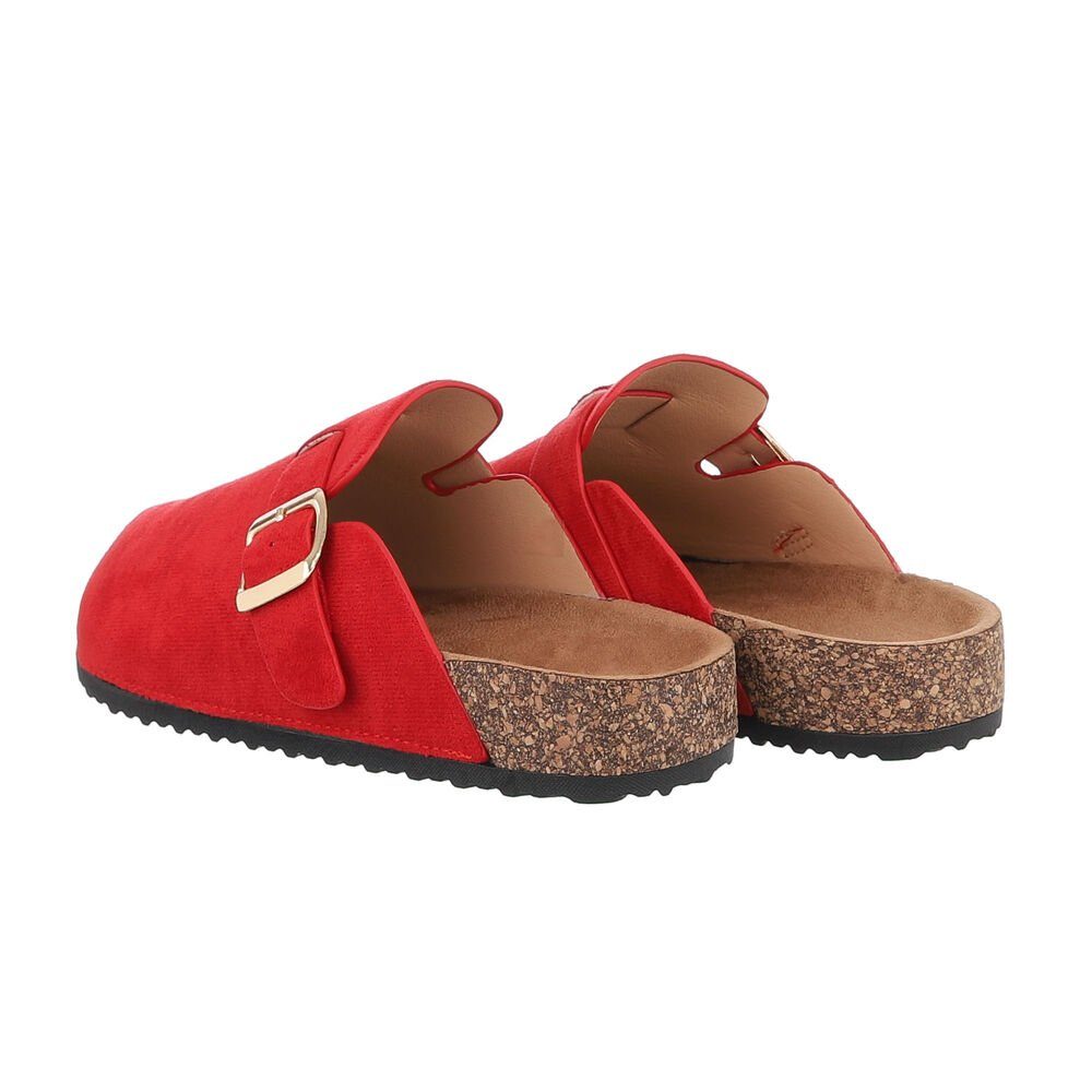 Ital-Design Eleganter Damenschuh mit Schnalle für Alltag und Freizeit Pantolette (85275919) Flach Pantoletten in Rot