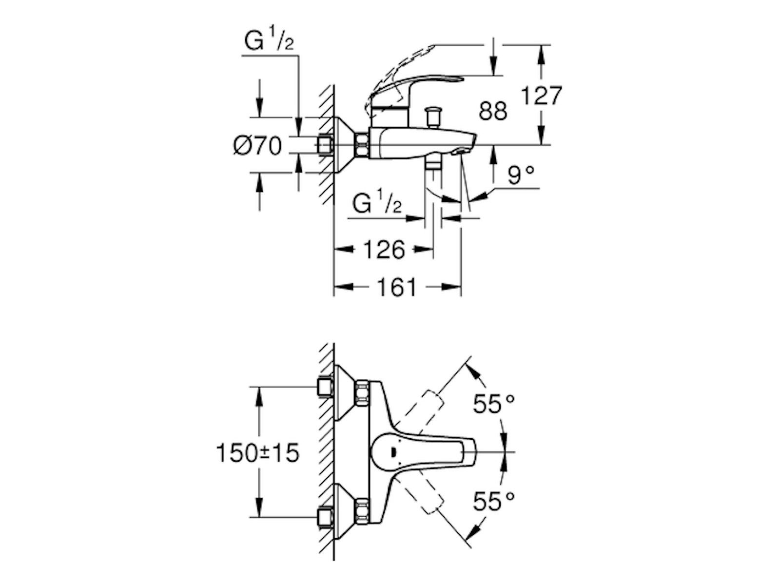 Grohe Wannenarmatur AP-Wannenbatterie Eurosmart 33300002, ohne günstig online kaufen