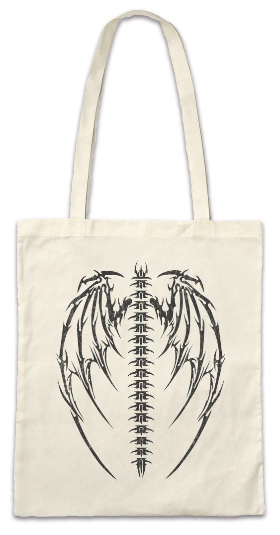 Beuteltasche Demon Skeleton Wings Stofftasche Dämon Reaper Skull Death Sensenmann