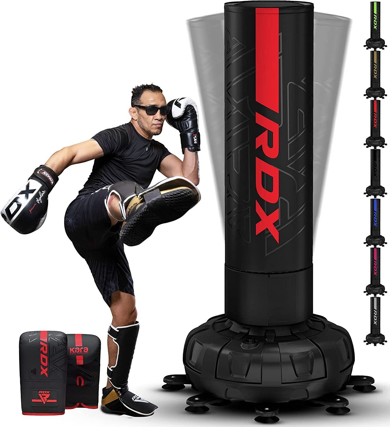 Sports mit RED Kickboxen, Fitness 6ft Boxsack Freistehender RDX RDX Handschuhen, MMA Boxsack