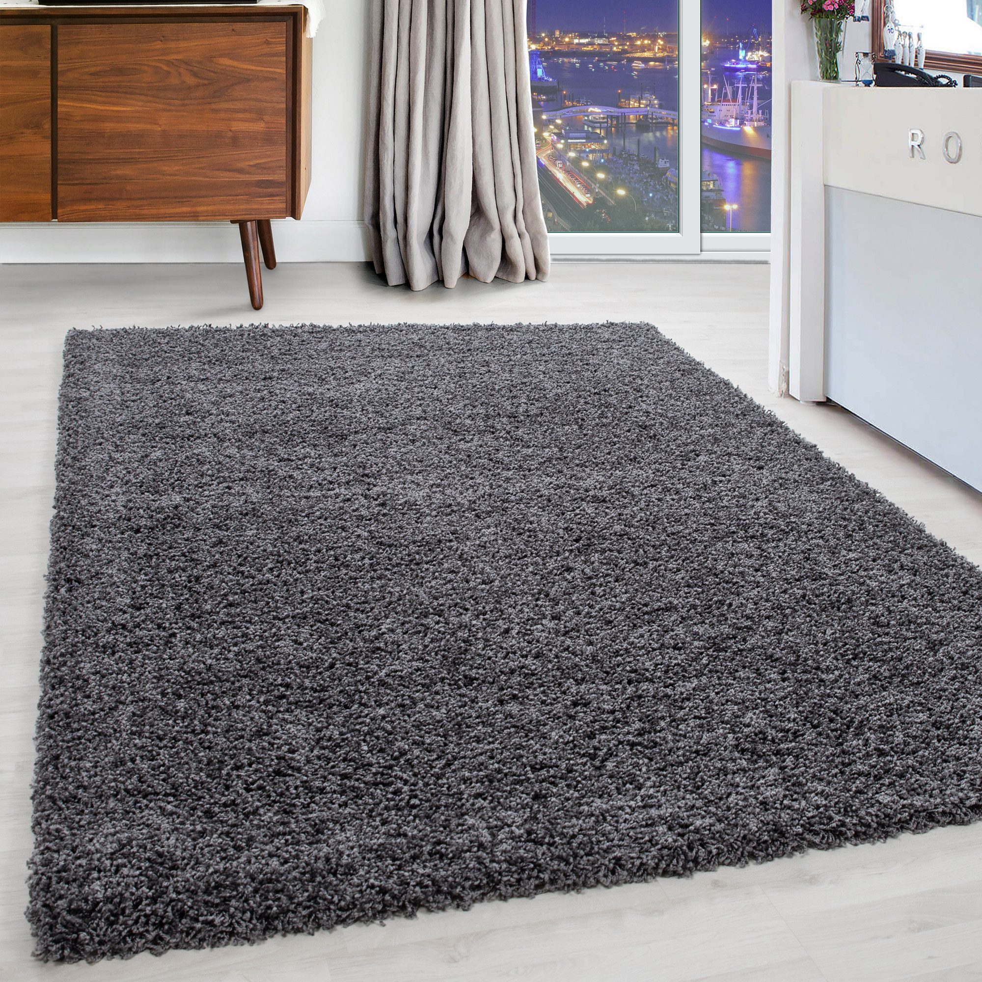 Carpettex Hochflor-Teppich Unicolor - Einfarbig, Läufer, Höhe: 50 mm, Teppi günstig online kaufen