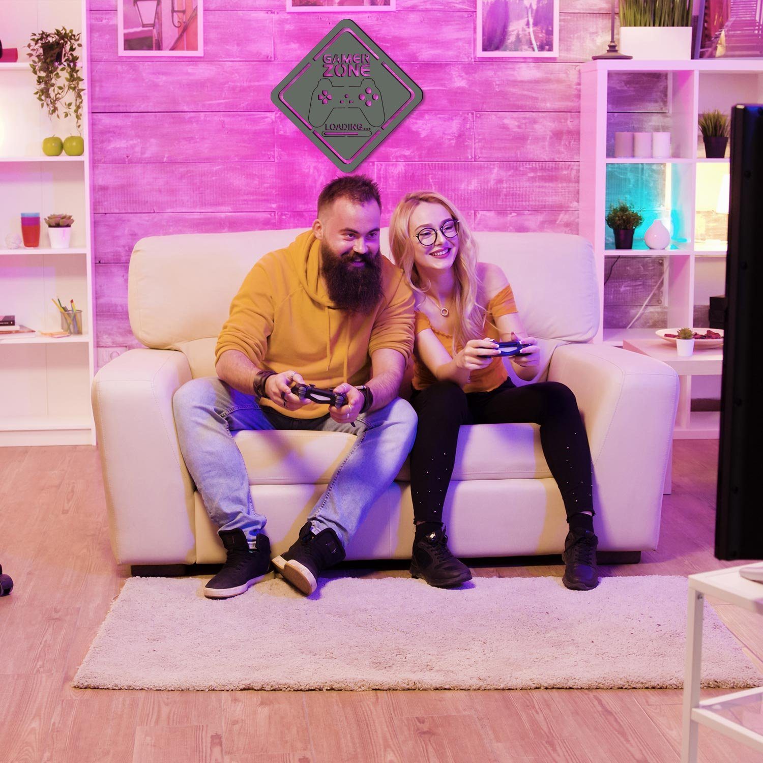 Namofactur LED Dekolicht RGB Farbwechsel Gamer Geschenk - Gamingzone Loading Wand Deko USB, LED fest integriert, Farbwechsler – Bild 4 von 5