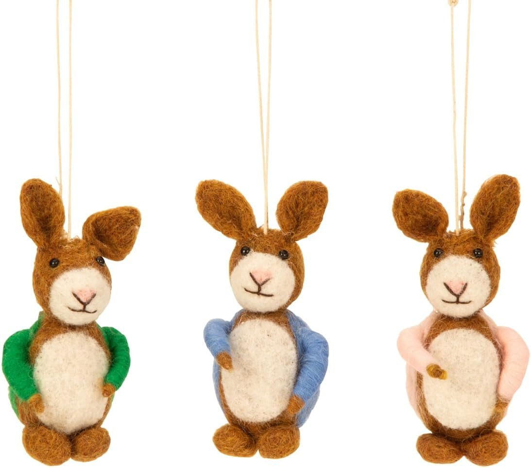 LB H&F Lilienburg Osterhase 3er SET Osterhase Osterdeko Hase Deko Anhänger HÄNGER FILZ (Figur Skulptur Wohnzimmer Eingang Eingangstüre Tischdekoration Kanninchen Shabby Vintage Hygge niedlich süß handarbeit Stoff Design Frühlingsdeko Fensterbrett 2026 Liebe Familie Family Kaninchen modern Osterschmuck bunt Häschen Geschenk Mutter, Frühjahrsdeko zum hinstellen aufstellen kaufen Objekt), Tischdeko Tischschmuck Fenster Frühling Frühjahr Geschenk Idee Paar innen Tierfigur Filzdeko Filzhänger Filzschmuck Filzanhänger Fensterhänger Geschenkanhänger, Hängedeko Osterstrauß Osterstrauch Filzhasen Filzanhänger), Dekohänger Osteranhänger zum hängen aufhängen