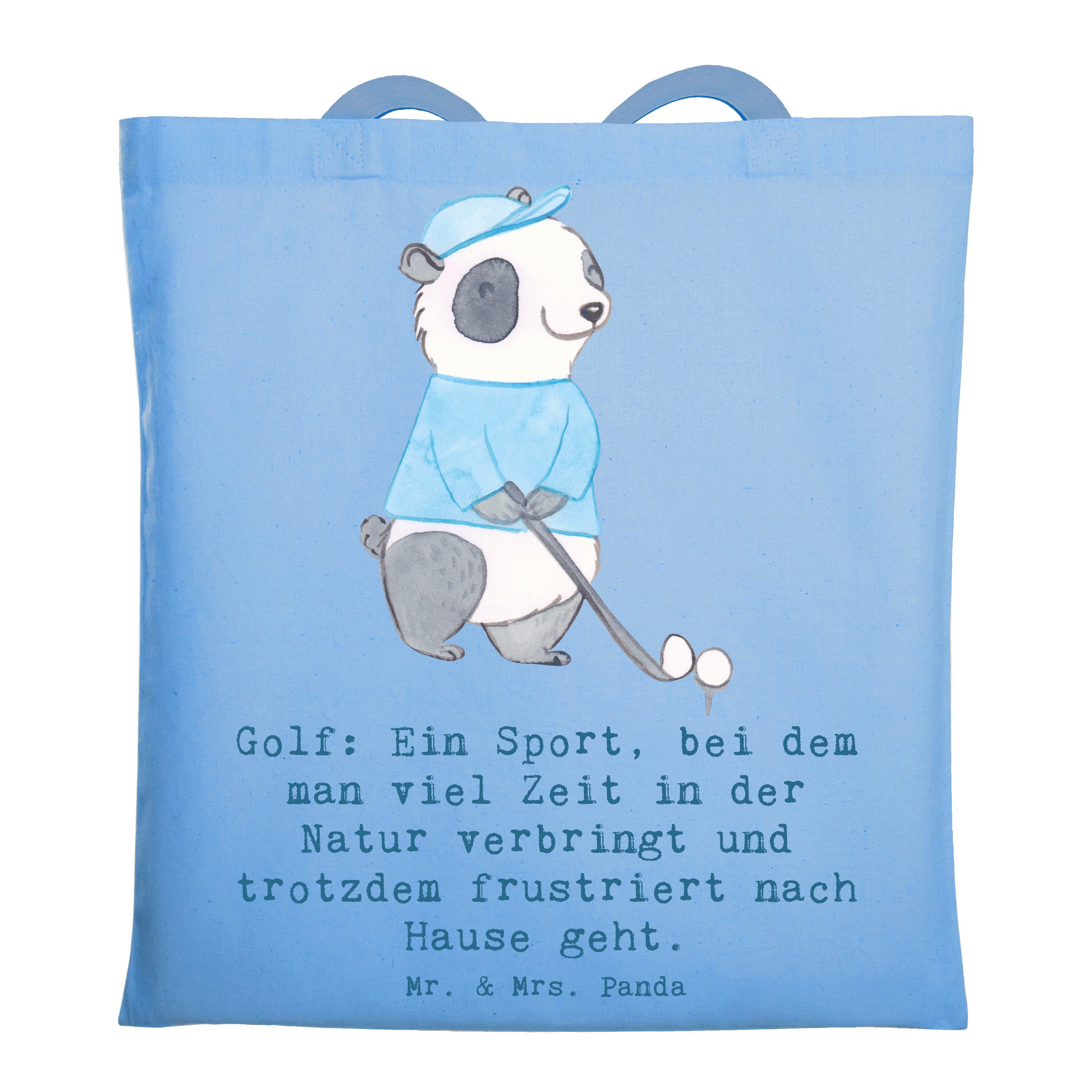 Mr. & Mrs. Panda Tragetasche Golf Erlebnis - Sky Blue - Geschenk, Sport, Technik, Sportler, Wettka (1-tlg), Cross Stitching Griffe