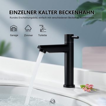 aihom Waschtischarmatur Einhebel-Kaltwasserhahn, Badarmatur, Einhebel-Gast-Waschtischbatterie, schwarz