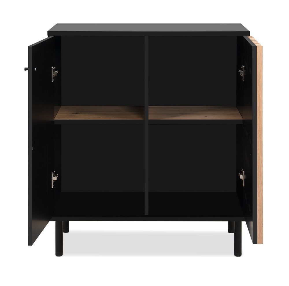 Finori Sideboard Kommode Monza, mit 3D-Lamellen, Artisan Oak / schwarz
