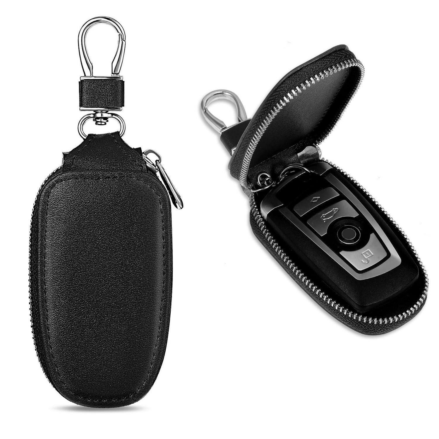 LuxusKollektion Schlüsseltasche Autoschlüssel Tasche PU Leder Schwarz Metallhaken
