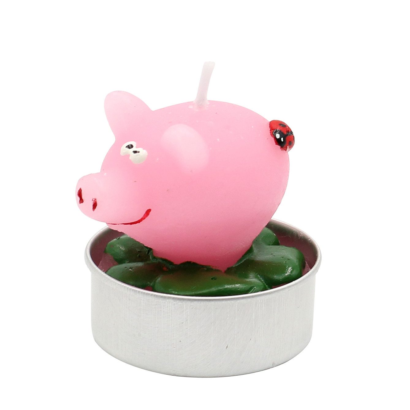 Dekohelden24 Teelicht Teelicht Glücksschweine - Schweinchen als 6er Set, Maße je Schwein 4 x 5 x 4 cm