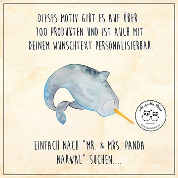 Mr. & Mrs. Panda Grußkarte Narwal - Blau Pastell - Geschenk, Junggesellin, Grußkarte, Glückwunsc, Hochglänzende Veredelung