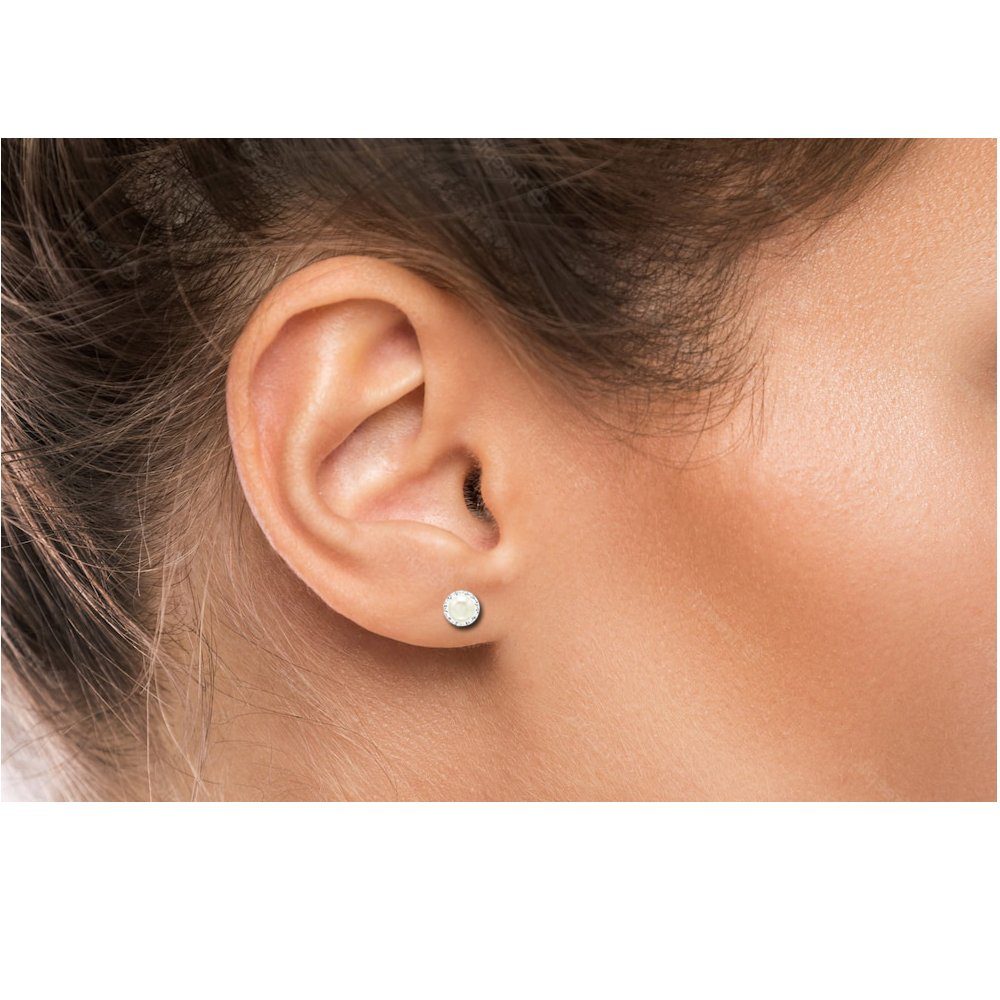 Limana Perlenohrringe Damen Ohrringe 925 Silber 5mm Perlen mit SWAROVSKI® Kristalle, Ohrstecker Damenohrringe Damenschmuck