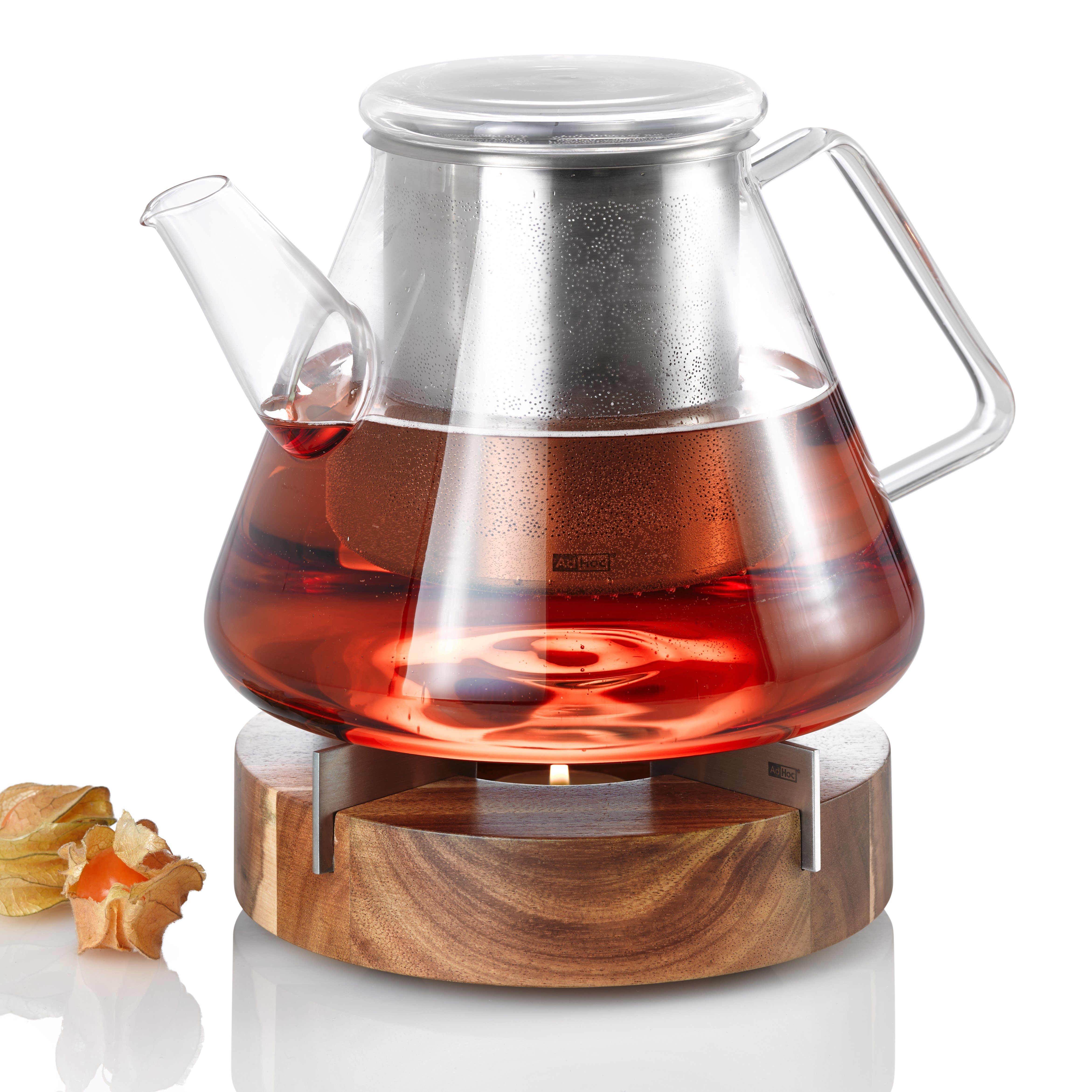 AdHoc Stövchen TUTO, (1-tlg), Speisewärmer und Kannenstövchen aus Holz & Edelstahl 16 cm