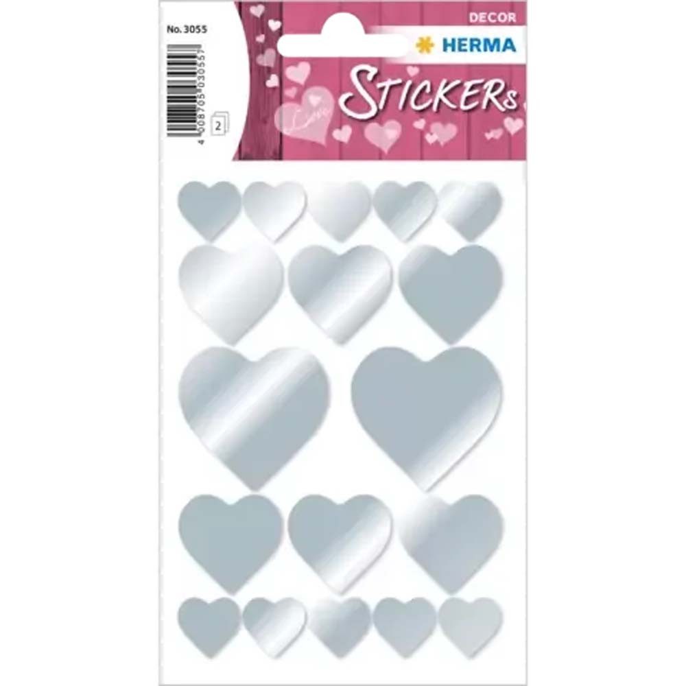 HERMA Etiketten Herz Sticker Silber 36 Stück, Selbstklebend