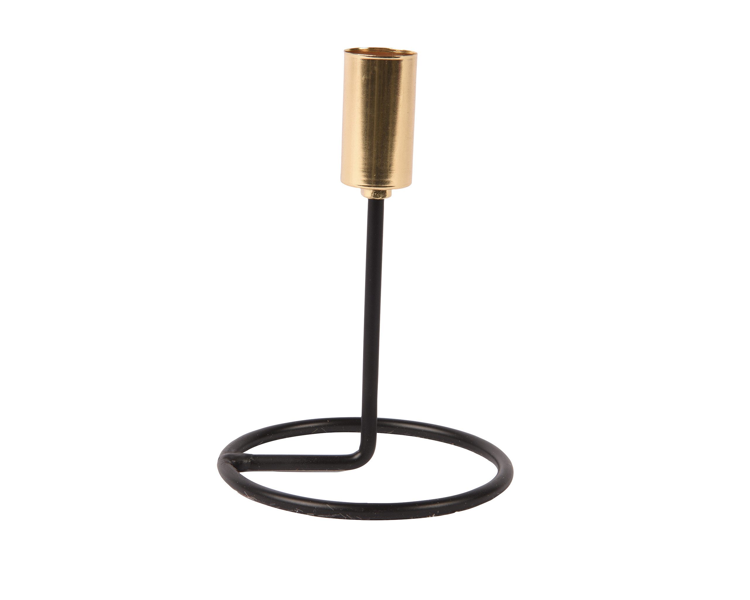Kaemingk Kerzenhalter, Kerzenhalter für Stabkerzen Metall 13,5cm Schwarz / Gold