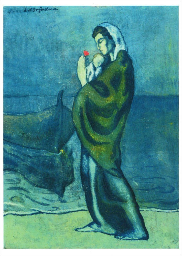 Postkarte Kunstkarte Pablo Picasso "Mutter und Kind am Meer"