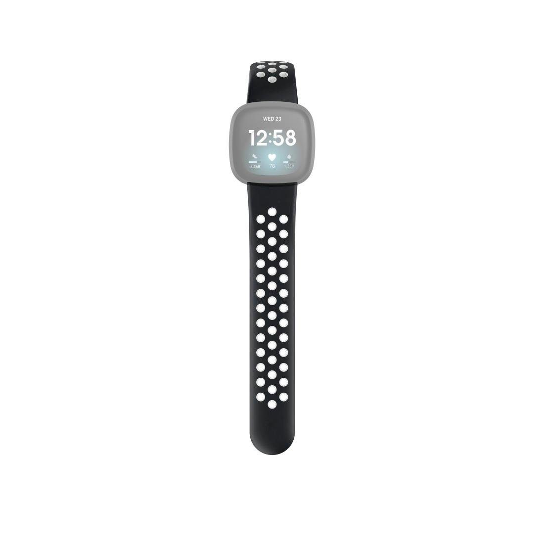 Hama Smartwatch-Armband Ersatzarmband für Fitbit 3/4/Sense cm/21 schwarz Silikon, (2), 22 cm Versa