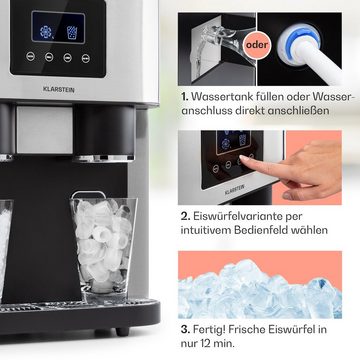 Klarstein Eiswürfelmaschine Eiszeit Crush, Eiswürfelmaschine mit Crushed Ice Eiswürfelbereiter Ice Cube Maker