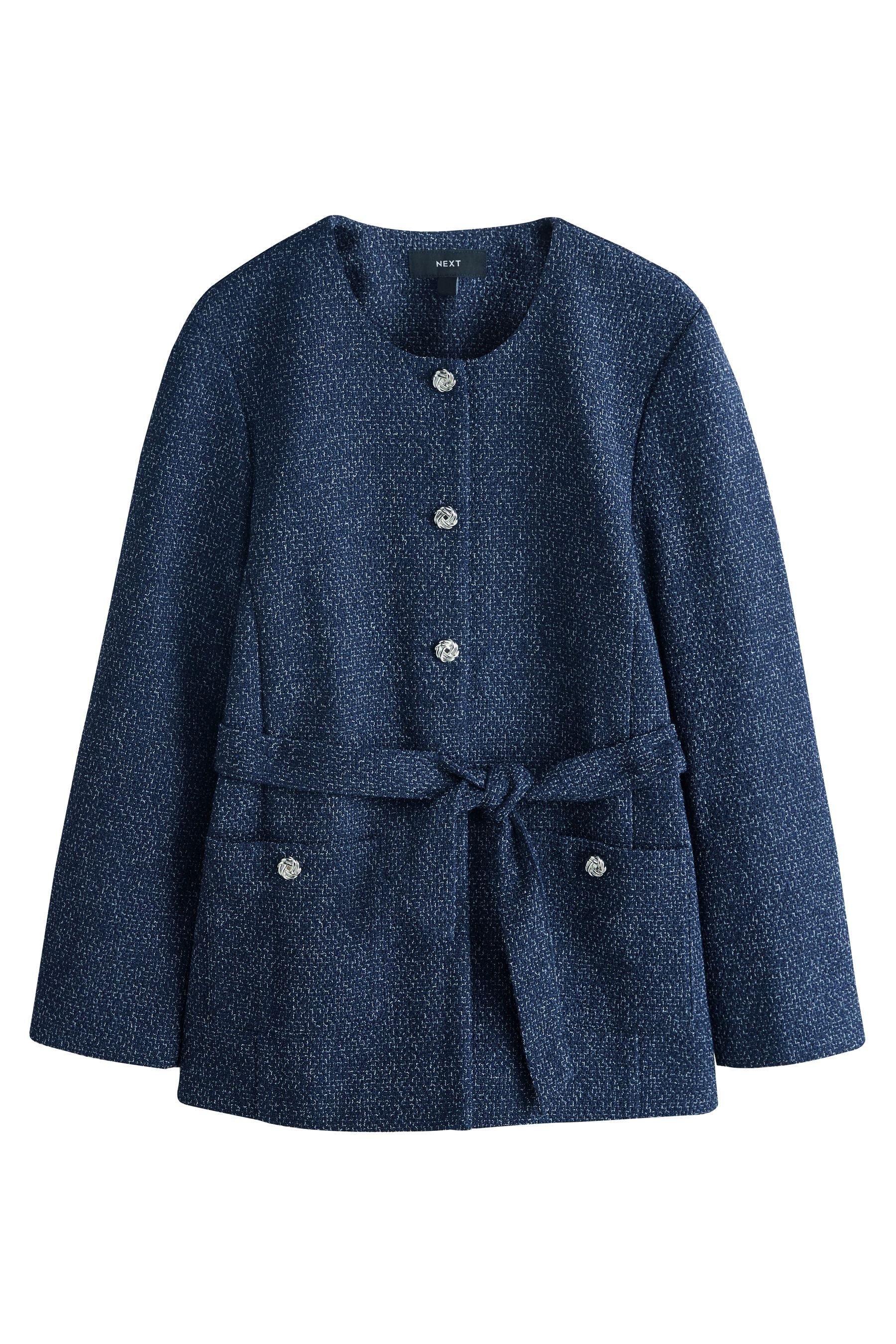 Next Jackenblazer Gesprenkelte Bouclé-Jacke mit Gürtel (1-tlg)