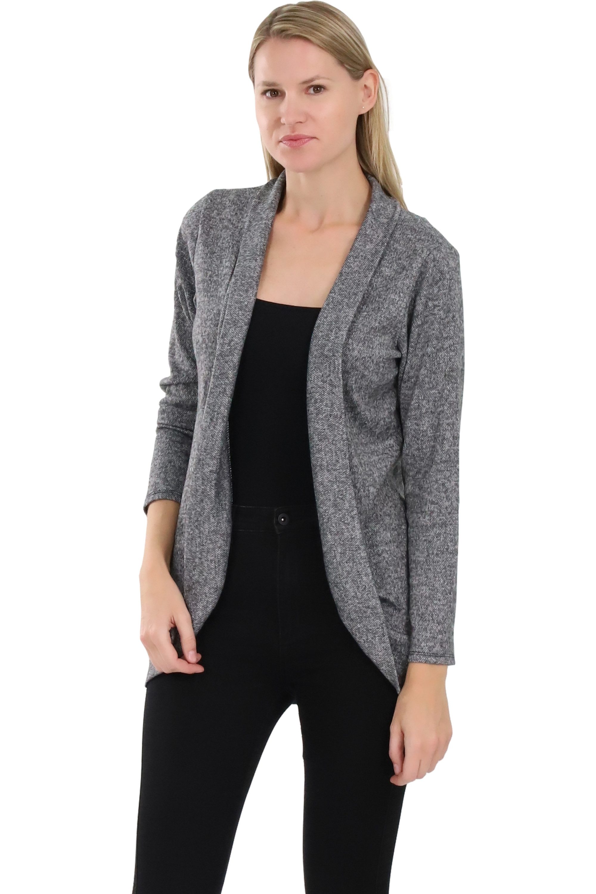 malito more than fashion Cardigan malito Damen Strickjacke lang, Cardigan im eleganten Design, angesag Strickjacke in Melange Optik Einheitsgröße