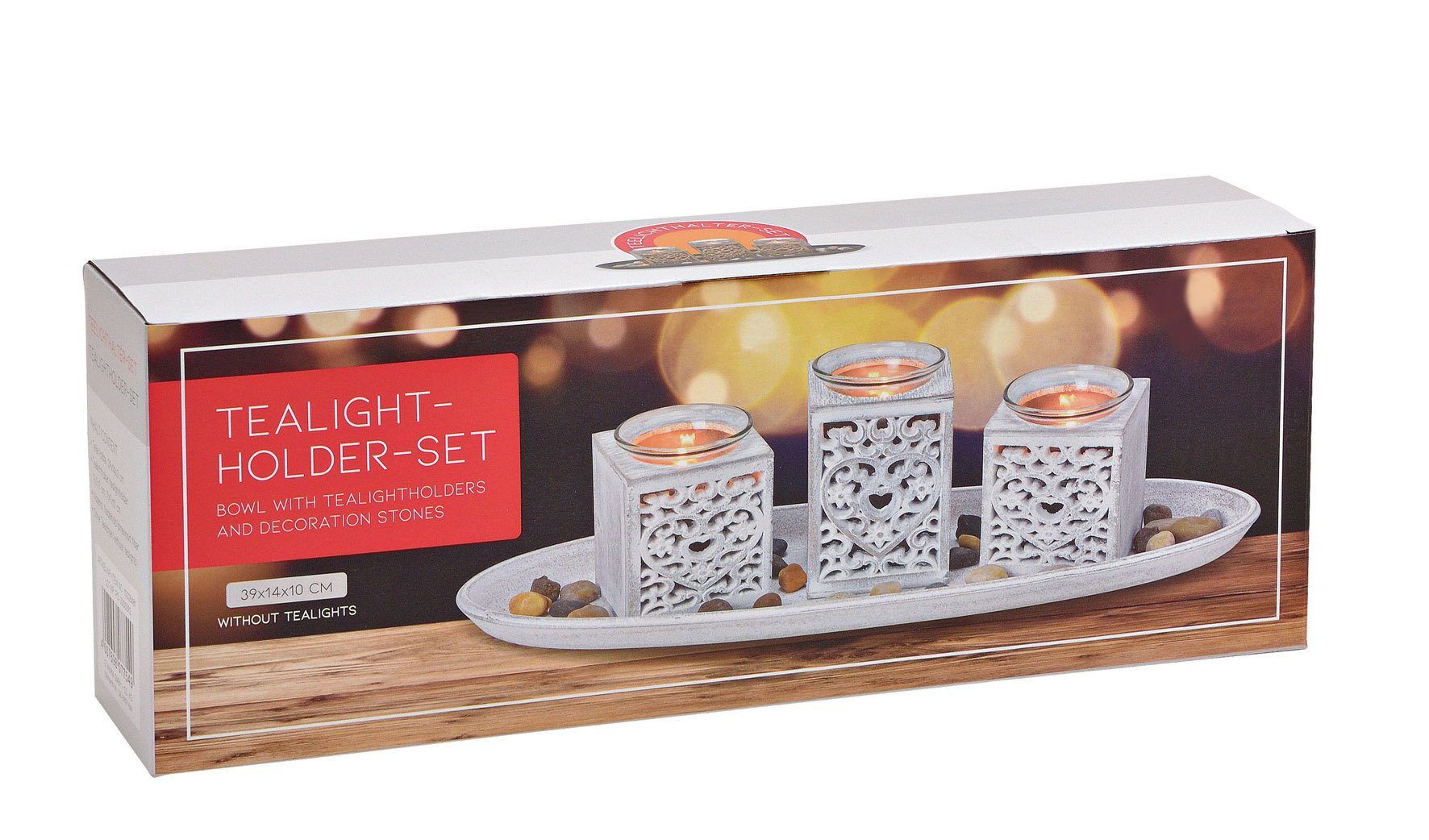 Spetebo Kerzentablett Teelichthalter Deko Set 8-teilig - shabby weiß (Set, 8 St., Komplettset)