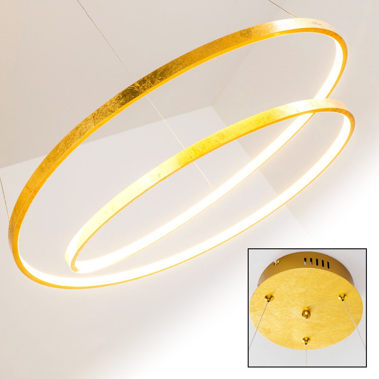 hofstein Zimmer Pendelleuchte Spirale Schlaf Hänge LED Pendelleuchte Ess Wohn goldfarben