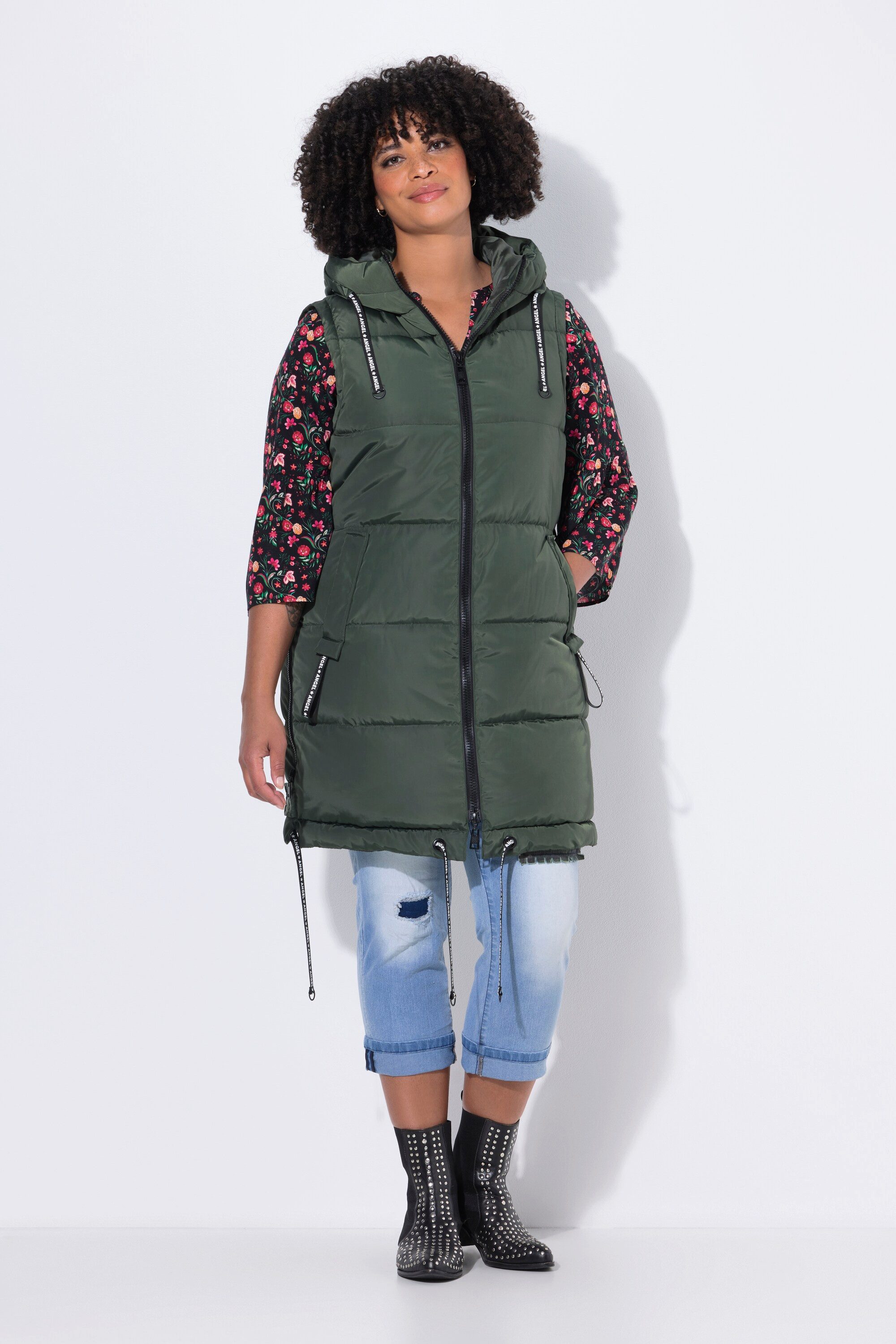 Angel of Style Steppweste Long-Steppweste A-Linie Kapuze günstig online kaufen