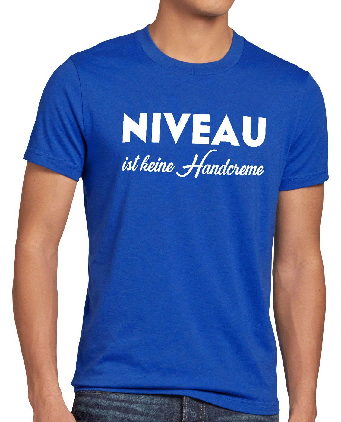 style3 Print-Shirt Herren T-Shirt Niveau ist keine Handcreme Creme Funshirt Spruch nivea fun lustig blau